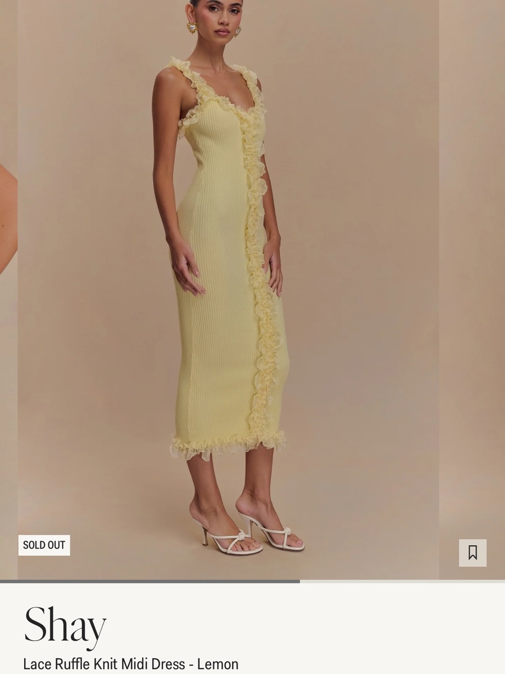 Meshki Lemon Lace Ruffle Knit Midi Dress - Picture 4 of 4
